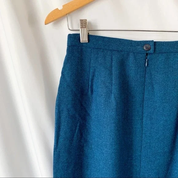 Pendleton Vintage 100% Virgin Wool Blue Midi Pencil Skirt Size 12P - Picture 6 of 12